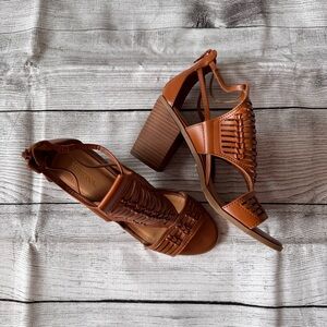 Merona Tan Woven Block Heel Sandals